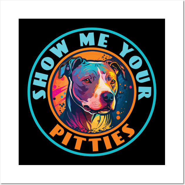 Retro Sunset Pit Bull Wall Art by vectrus